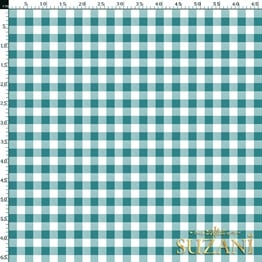 Mint Küçük Pötikare Desenli Dijital Baskılı Kumaş