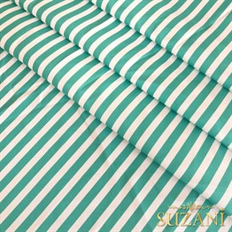 Mint Yatay Çizgi Desenli Dijital Baskılı Kumaş
