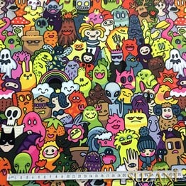 Monsters Pop Art Desenli Kumaş