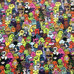 Monsters Pop Art Desenli Kumaş