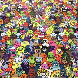 Monsters Pop Art Desenli Kumaş