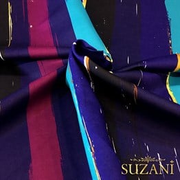 Mor Mavi Eskitme Çizgili Kumaş