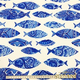 Motifli Mavi Balıklı Kumaş