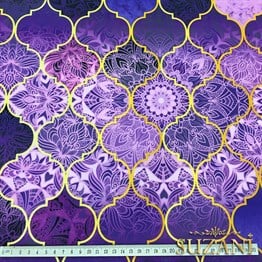 Motifli Mor Moroccan Desenli Kumaş