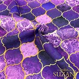 Motifli Mor Moroccan Desenli Kumaş