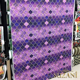 Motifli Mor Moroccan Desenli Kumaş