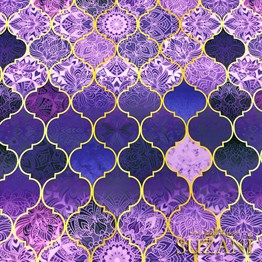 Motifli Mor Moroccan Desenli Kumaş