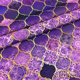 Motifli Mor Moroccan Desenli Kumaş