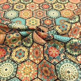 Motifli Petek Desenli Kumaş