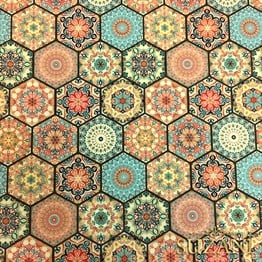 Motifli Petek Desenli Kumaş