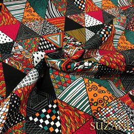 Motifli Üçgenler Desenli Kumaş