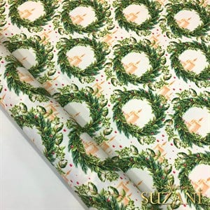 Mum Çelenk Desenli Dijital Baskılı Kumaş