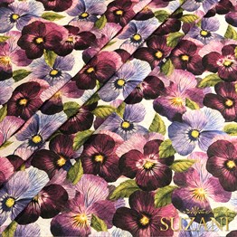 Mürdüm Yonca Desenli Kumaş Dijital Baskılı Kumaş