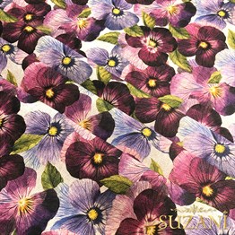 Mürdüm Yonca Desenli Kumaş Dijital Baskılı Kumaş