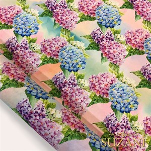 Ortanca Desenli Dijital Baskılı Kumaş