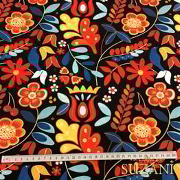 Otantik Çiçekler Desenli Kumaş