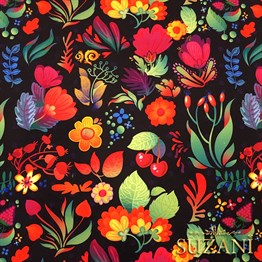 Otantik Dağ Çiçekleri Desenli Kumaş