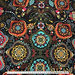 Otantik Mandala Çiçek Desenli Kumaş