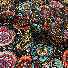 Otantik Mandala Çiçek Desenli Kumaş