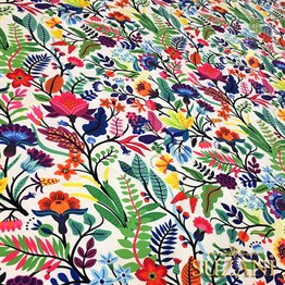 Otantik Renkli Çiçekler Desenli Kumaş