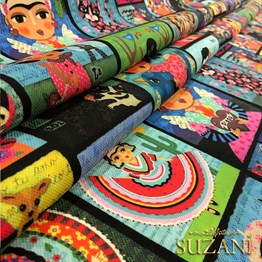 Panolu Çizgi Frida Desenli Kumaş