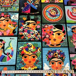 Panolu Çizgi Frida Desenli Kumaş
