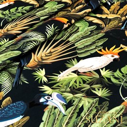 Papağan Desenli Dijital Baskılı Kumaş