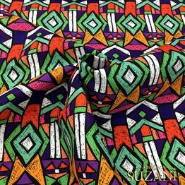 Pastel Etnik Desenli Kumaş