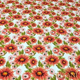 Pembe Çiçekler Desenli Kumaş