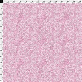 Pembe Dantel Desenli Dijital Baskılı Kumaş