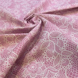 Pembe Dantel Desenli Dijital Baskılı Kumaş