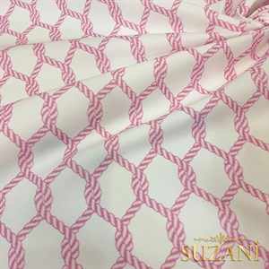 Pembe Düğüm Desenli Dijital Baskılı Kumaş