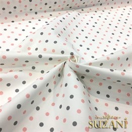 Pembe Gri Küçük Puanlı Kumaş