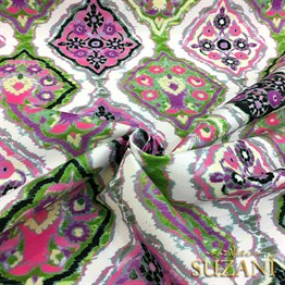 Pembe İkat Baklava Desenli Kumaş