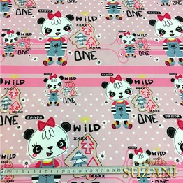 Pembe Panda Temalı Çocuk Kumaşı