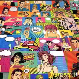 Pop Art Çizgi Roman Desenli Kumaş