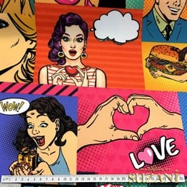Pop Art Çizgi Roman Desenli Kumaş