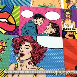 Pop Art Çizgi Roman Desenli Kumaş