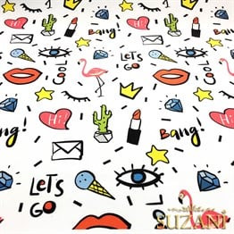 Pop Art Dudak Desenli Kumaş