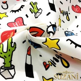 Pop Art Dudak Desenli Kumaş