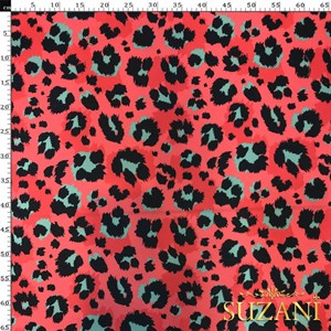 Popart Leopar Desenli Dijital Baskılı Kumaş