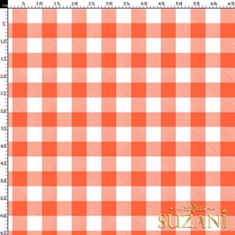 Şeftali Büyük Pötikare Desenli Dijital Baskılı Kumaş