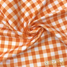 Portakal Küçük Pötikare Desenli Dijital Baskılı Kumaş