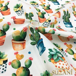 Puanlı Kaktüsler Desenli Kumaş