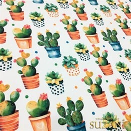 Puanlı Kaktüsler Desenli Kumaş