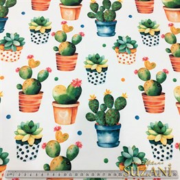 Puanlı Kaktüsler Desenli Kumaş