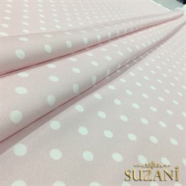 Pudra Pembe Üzeri Beyaz Küçük Puanlı Kumaş