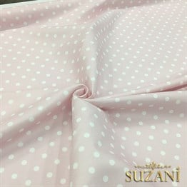 Pudra Pembe Üzeri Beyaz Küçük Puanlı Kumaş