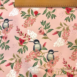 Pudra Zemin Saka Kuşu Dijital Baskılı Kumaş