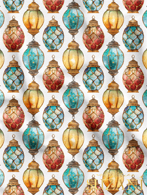 Ramazan Temalı Lamba Desenli Dijital Baskılı Kumaş